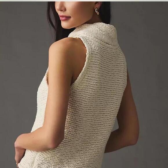 Anthropologie Pilcro Cowl Neck Sleeveless Knit Sweater Ivory Women’s size Medium - Picture 11 of 12